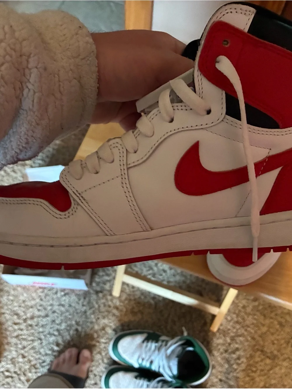 Nike White, Red & Black High-Top Sneakers